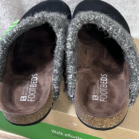 White Mountain Footbeds Clog Slip On Women’s Sz 8M Black Suede Sweater Trim - Picture 6 of 9